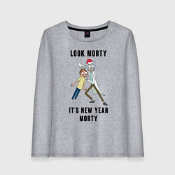 Лонгслив хлопковый женский LOOK MORTY ITS NEW YEAR MORTY, цвет: меланж