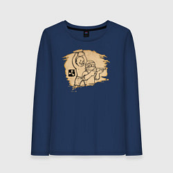 Лонгслив хлопковый женский Stone punch, цвет: тёмно-синий