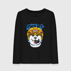 Лонгслив хлопковый женский Hockey Dog, цвет: черный