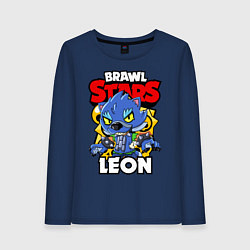 Лонгслив хлопковый женский BRAWL STARS WEREWOLF LEON, цвет: тёмно-синий