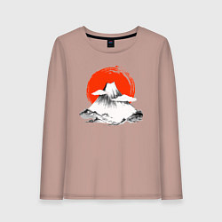 Лонгслив хлопковый женский Гора Фудзияма, цвет: пыльно-розовый