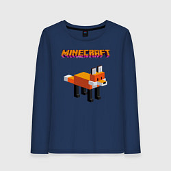 Лонгслив хлопковый женский Minecraft - лиса, цвет: тёмно-синий