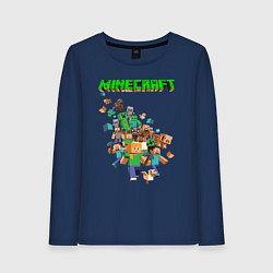 Лонгслив хлопковый женский Minecraft, цвет: тёмно-синий