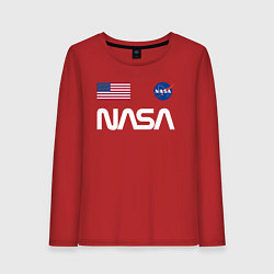 Лонгслив хлопковый женский NASA, цвет: красный