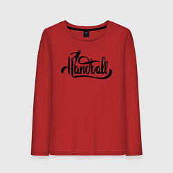 Лонгслив хлопковый женский Handball lettering, цвет: красный