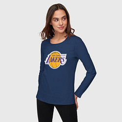 Лонгслив хлопковый женский LA LAKERSспина, цвет: тёмно-синий — фото 2