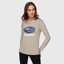 Лонгслив хлопковый женский SUBARU, цвет: миндальный — фото 2