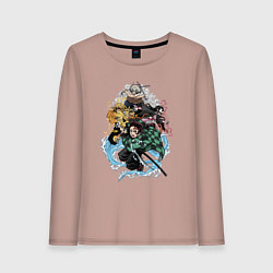 Лонгслив хлопковый женский KIMETSU NO YAIBA, цвет: пыльно-розовый