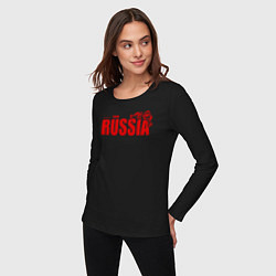 Лонгслив хлопковый женский Russia, цвет: черный — фото 2