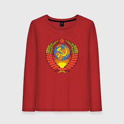 Лонгслив хлопковый женский Герб СССР, цвет: красный