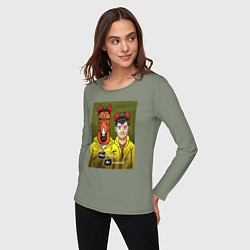 Лонгслив хлопковый женский BoJack Horseman, цвет: авокадо — фото 2