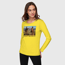 Лонгслив хлопковый женский Westworld Landscape, цвет: желтый — фото 2