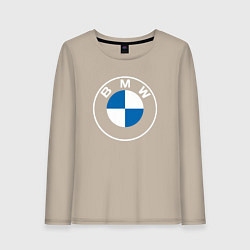 Лонгслив хлопковый женский BMW LOGO 2020, цвет: миндальный