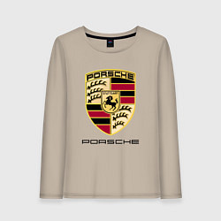 Лонгслив хлопковый женский PORSCHE, цвет: миндальный