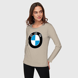 Лонгслив хлопковый женский BMW, цвет: миндальный — фото 2