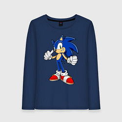 Лонгслив хлопковый женский Sonic, цвет: тёмно-синий