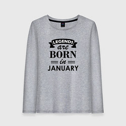 Лонгслив хлопковый женский Legends are born in january, цвет: меланж