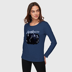 Лонгслив хлопковый женский Агата Кристи, цвет: тёмно-синий — фото 2