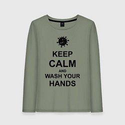 Лонгслив хлопковый женский Keep Calm & Wash Hands, цвет: авокадо
