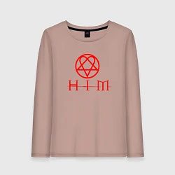 Лонгслив хлопковый женский HIM LOGO RED, цвет: пыльно-розовый