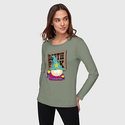 Лонгслив хлопковый женский ЮЖНЫЙ ПАРК, цвет: авокадо — фото 2