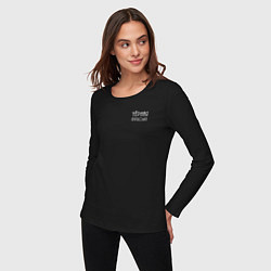 Лонгслив хлопковый женский Чёрная футболка, цвет: черный — фото 2