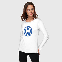 Лонгслив хлопковый женский Volkswagen, цвет: белый — фото 2
