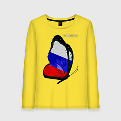 Лонгслив хлопковый женский Россия, цвет: желтый