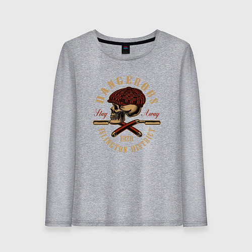 Женский лонгслив Острые козырьки Череп и бритвы / Меланж – фото 1