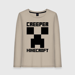 Лонгслив хлопковый женский MINECRAFT CREEPER, цвет: миндальный