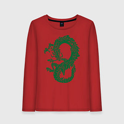 Лонгслив хлопковый женский Древний китайский дракон, цвет: красный