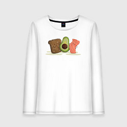 Лонгслив хлопковый женский Бутерброд из авокадо, цвет: белый