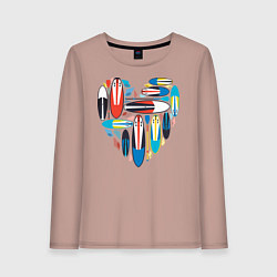 Лонгслив хлопковый женский Sup serfing love, цвет: пыльно-розовый