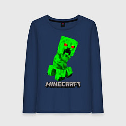 Лонгслив хлопковый женский MINECRAFT CREEPER, цвет: тёмно-синий