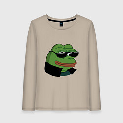 Лонгслив хлопковый женский Pepe в очках EZ, цвет: миндальный