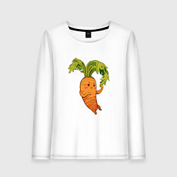 Лонгслив хлопковый женский Милая морковка, цвет: белый