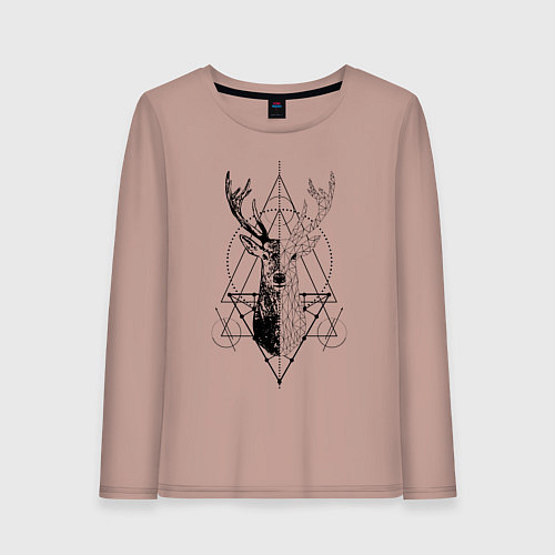 Женский лонгслив Polygonal deer / Пыльно-розовый – фото 1