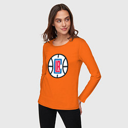 Лонгслив хлопковый женский Los Angeles Clippers, цвет: оранжевый — фото 2