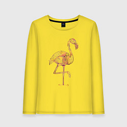 Лонгслив хлопковый женский Узорчатый фламинго, цвет: желтый