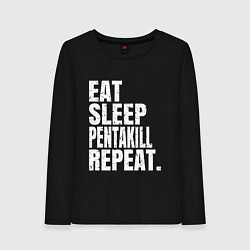 Лонгслив хлопковый женский EAT SLEEP PENTAKILL REPEAT, цвет: черный