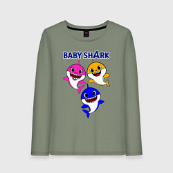 Лонгслив хлопковый женский Baby Shark, цвет: авокадо