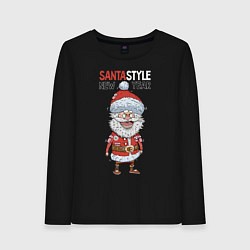 Лонгслив хлопковый женский SantaSTYLE, цвет: черный