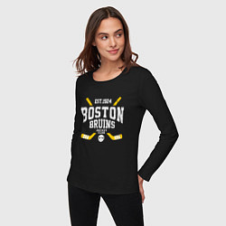 Лонгслив хлопковый женский Бостон Брюинз, цвет: черный — фото 2