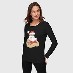 Лонгслив хлопковый женский Santa Claus, цвет: черный — фото 2