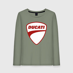 Лонгслив хлопковый женский Ducati Logo Дукати Лого Z, цвет: авокадо