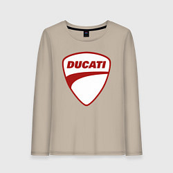 Лонгслив хлопковый женский Ducati Logo Дукати Лого Z, цвет: миндальный