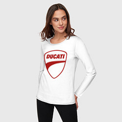 Лонгслив хлопковый женский Ducati Logo Дукати Лого Z, цвет: белый — фото 2