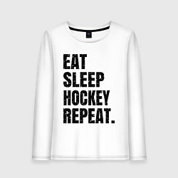 Лонгслив хлопковый женский EAT SLEEP HOCKEY REPEAT, цвет: белый