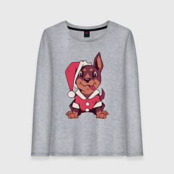 Женский лонгслив Рождественский пёсик