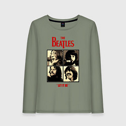 Лонгслив хлопковый женский The Beatles LET IT BE, цвет: авокадо